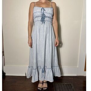 Olivaceous Blue White Midi Dress Size Medium